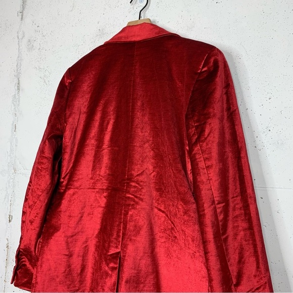 Free People Ashby Velour Celvet Red Oversize Byttin Blazer Jacket NWT Size M - Picture 8 of 10